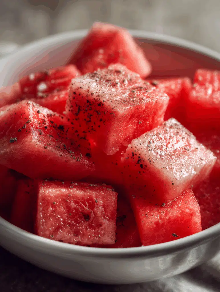 10 Proven Benefits of Watermelon and Cinnamon That Deliver Amazing Health Results 2 Bowl of watermelon cubes topped with cinnamon highlighting the benefits of watermelon and cinnamon