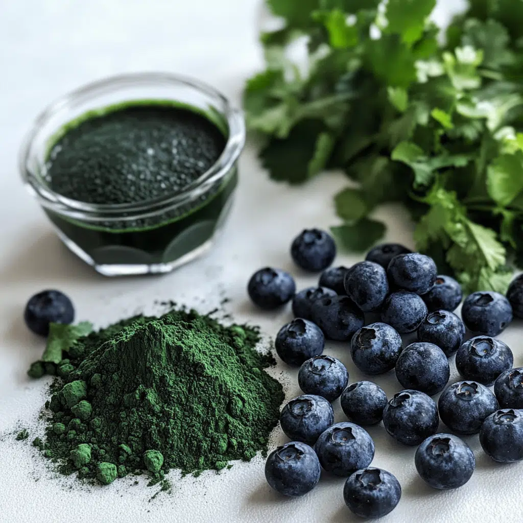 spirulina, cilantro, and wild blueberries for detox smoothie